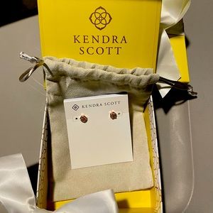 NWT and Gift Boxed Kendra Scott Nola Rose Gold Drusy Earrings